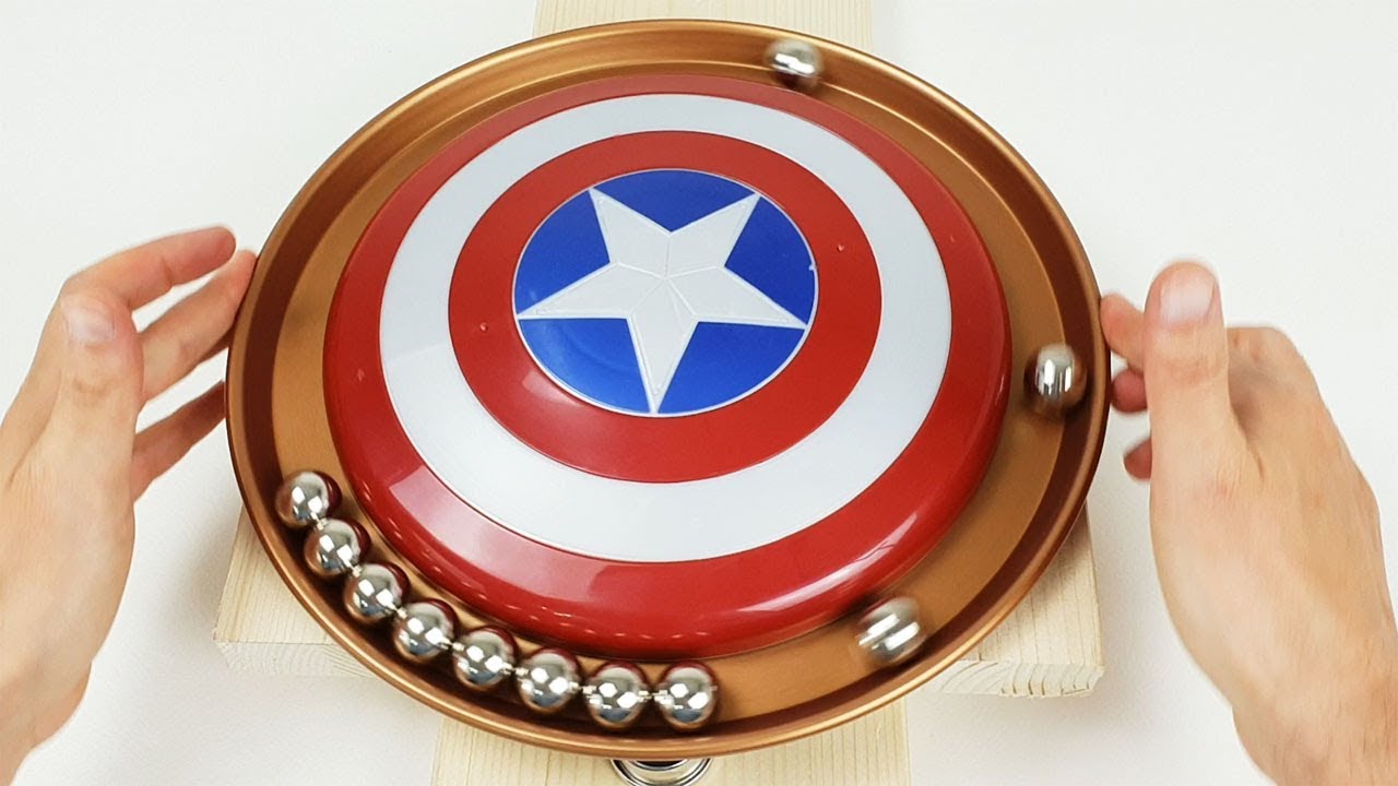 Accelerator in a Circle, with the shield of Captain America