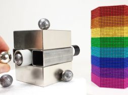 Magnetic Cannon VS Rainbow Tower out of Magnetic Balls