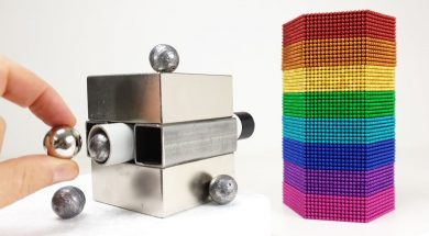 Magnetic Cannon VS Rainbow Tower out of Magnetic Balls