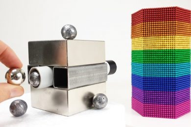 Magnetic Cannon VS Rainbow Tower out of Magnetic Balls