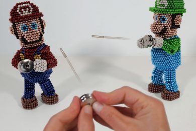 Super Mario has fun with Magnet Guns | Magnetic Games